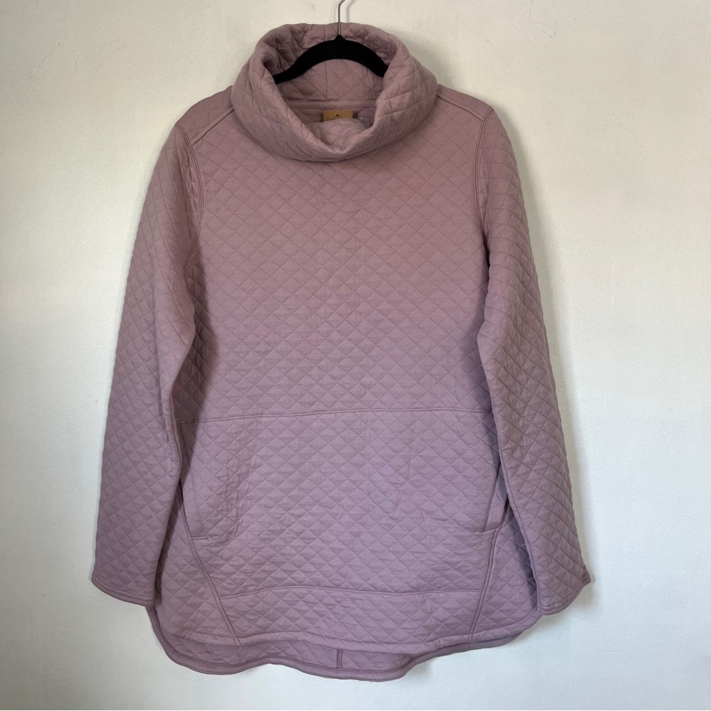 Duluth Trading Co Quilted Sweatshirt Tunic Light Purple Cowl Neck Women's Large